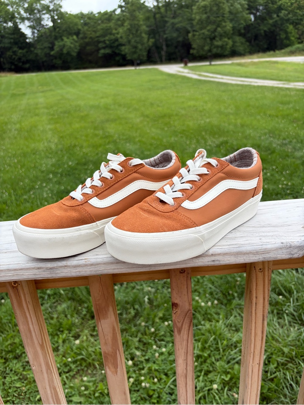 Womens Vans Ward Platform Plaid Lined Glazed Ginger Sneakers Shoes Size 8 - Picture 2 of 12